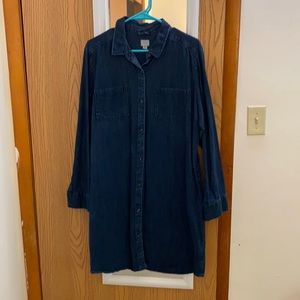 Dark denim long sleeved dress